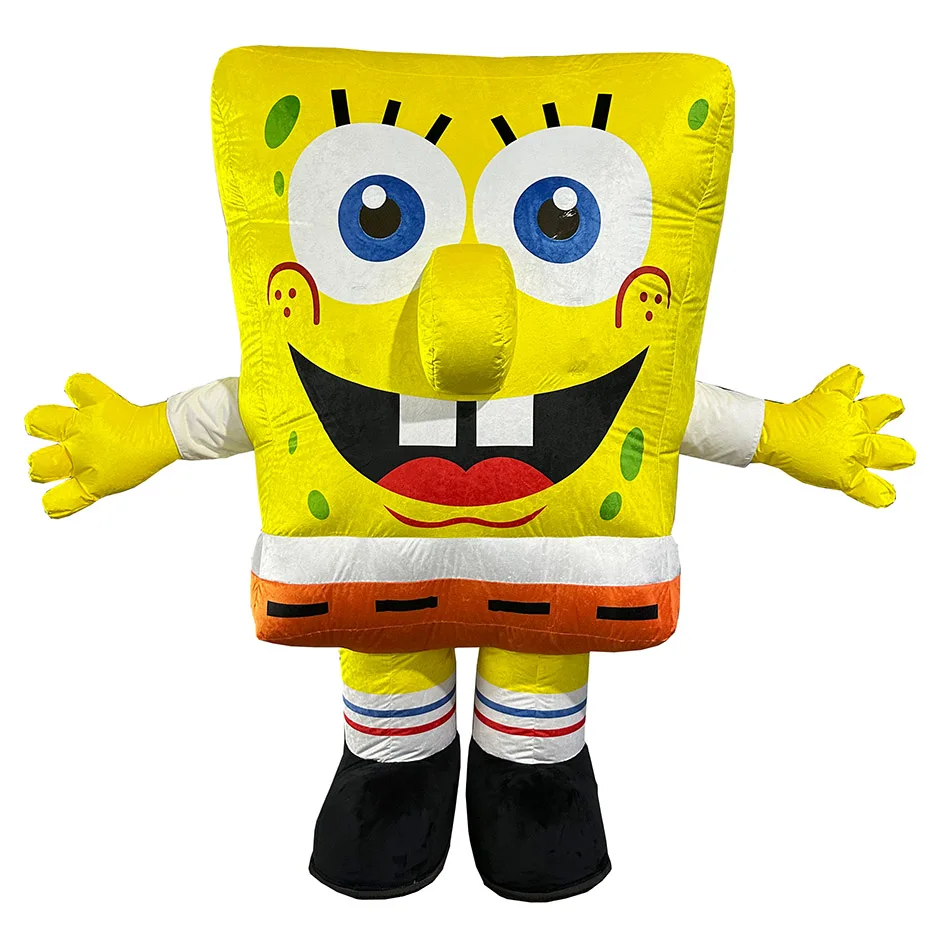 Inflatable SpongeBob Mascot Costume Adult Character Cosplay Outfits Halloween Party Event Plush Suits Set No Battery