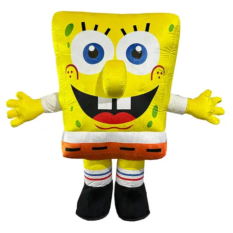 Potdemiel Inflatable SpongeBob Mascot Costume Adult Character Cosplay Outfits Halloween Party Event Plush Suits Set No Battery