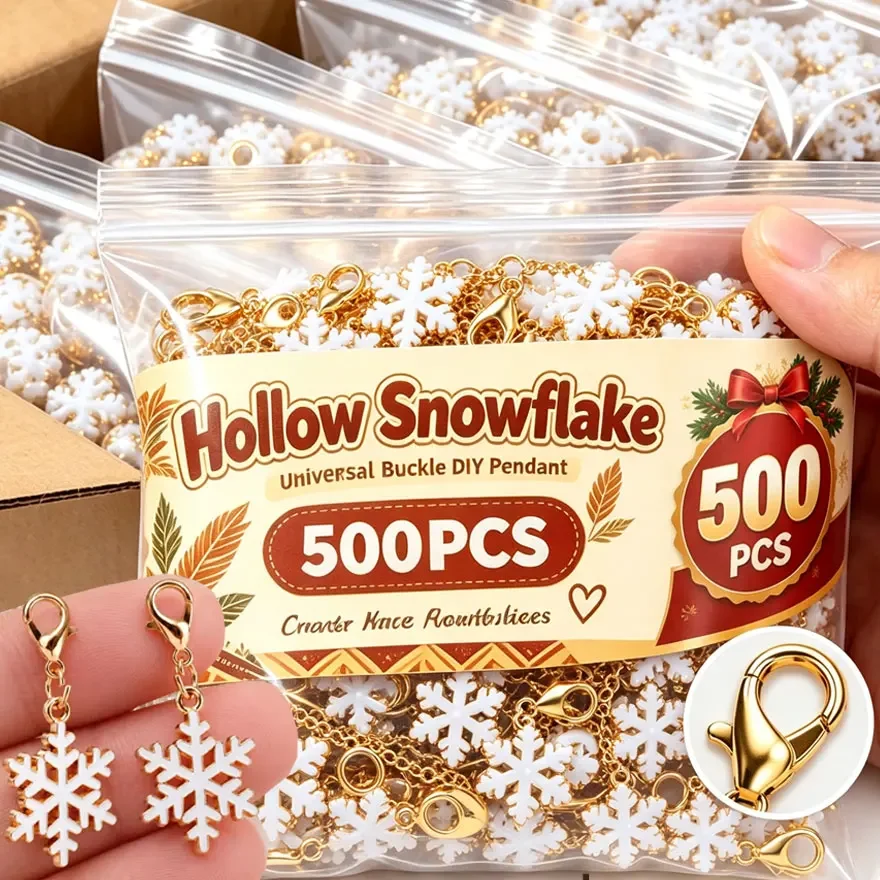 Enamel Christmas Snowflake Keychain Tree Santa Claus Charms Pendants for Jewelry Making Necklaces Earrings DIY Crafts Gifts