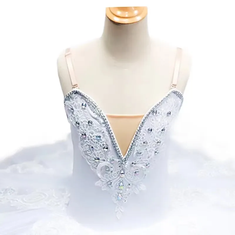 تنورة توتو باليه بيضاء للأطفال، زي رقص للأطفال على شكل بحيرة البجع، فستان أداء الرقص الشرقي