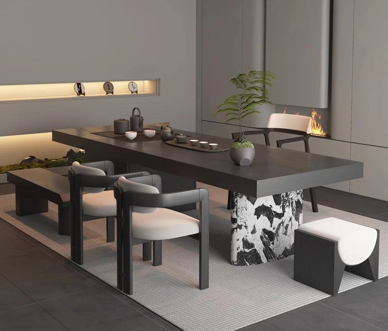 

New Chinese solid wood tea table and chair combination modern simple tea room tea table