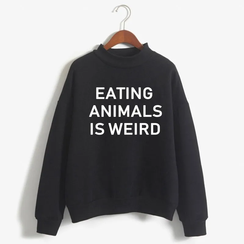 

Eating Animals Is Weird Print Woman Sweatshirt Sweet Korean O-neck Knitted Pullover Thick Autumn Candy Color Women Clothes