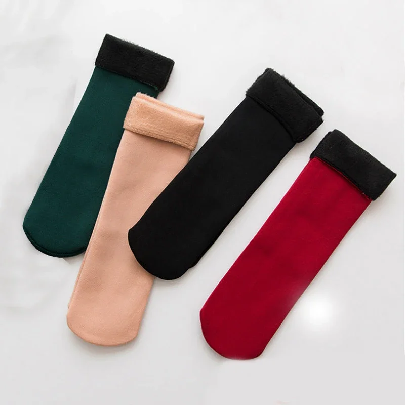 5 pares de calcetines de invierno para mujer, calcetines gruesos de nailon cálidos para suelo de nieve, calcetines sólidos para hombre, calcetines térmicos de terciopelo de Cachemira Unisex de lana de alta calidad