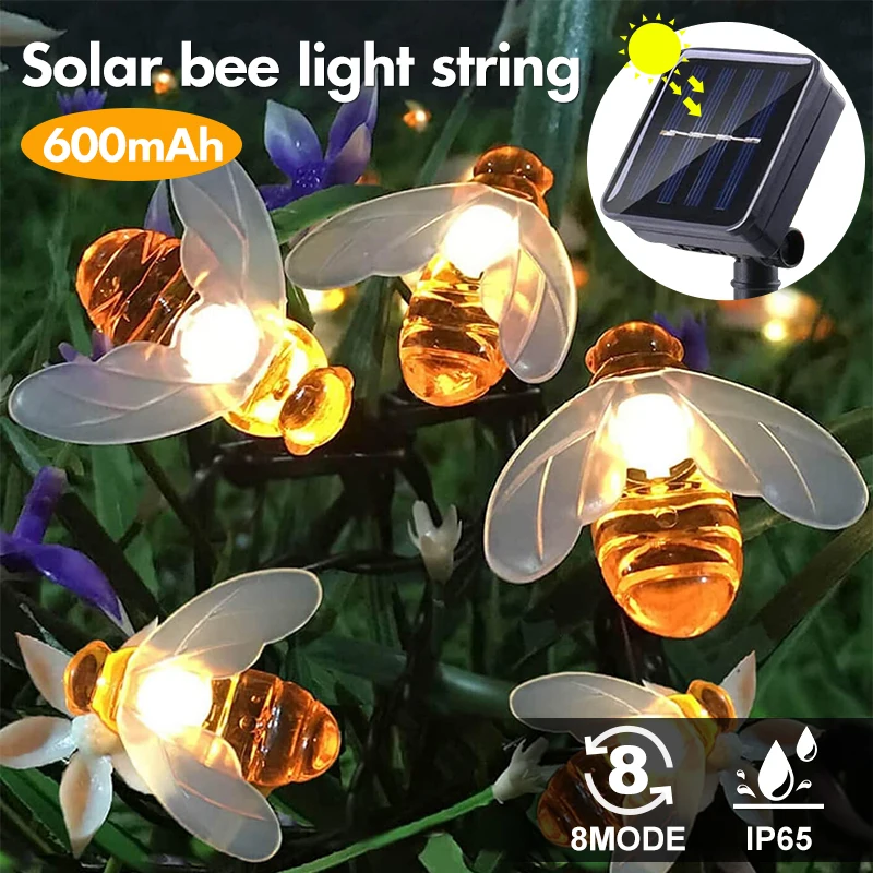 Bee-Shaped Sunlamp String  Outdoor Waterproof Led Bee Light  Artificial Bee Party Decorated With Lights