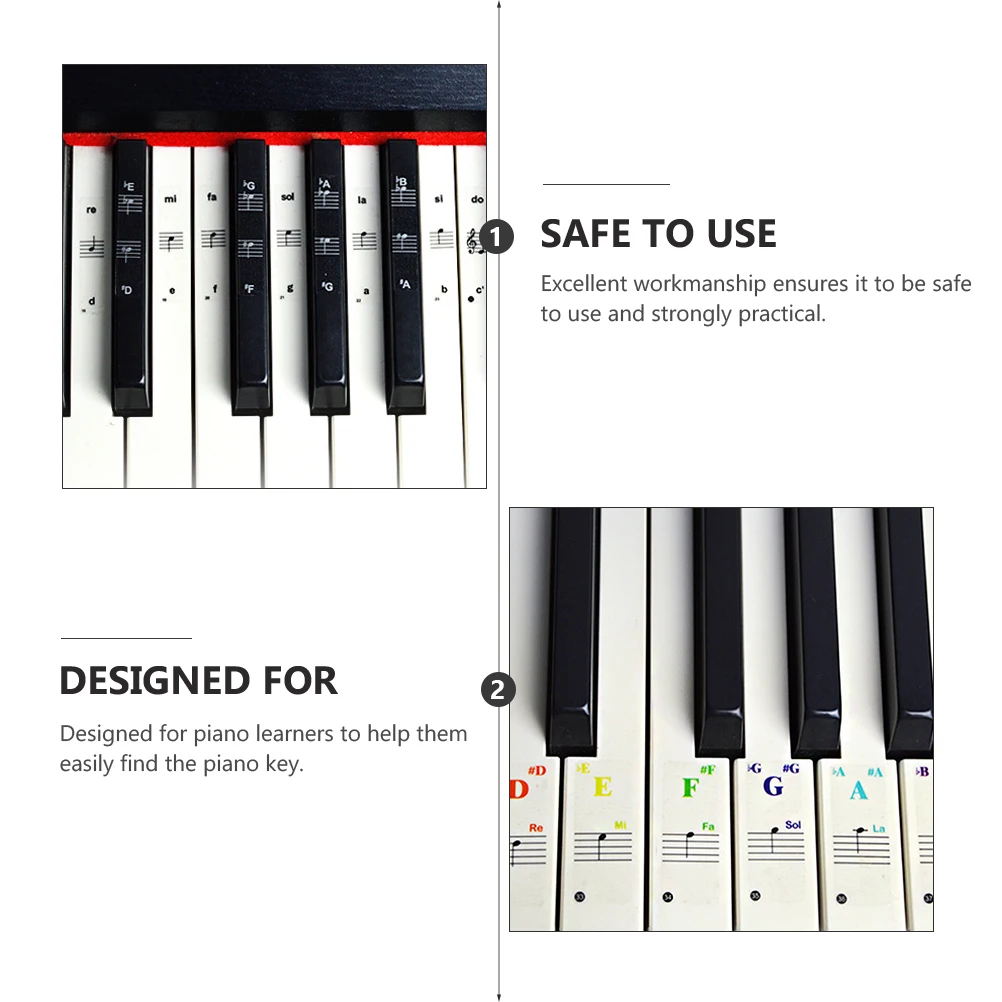 

6pcs Piano Key Stickers Removable Letter Labels For 88/76/61/54/36 Keys Easy Learning Decal Stickers Piano Beginner Supplies