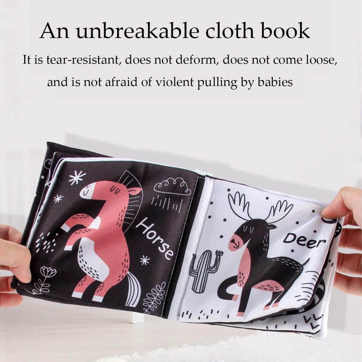 Libro di stoffa morbida per bambini Giocattoli Animali e animali subacquei Apprendimento di giocattoli educativi per 0+ Sviluppo precoce del bambino sensoriale