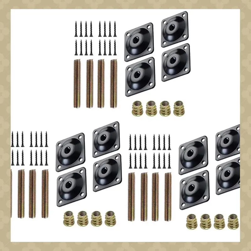 

AB45 12Pcs Furniture Leg Mounting Plates Sofa Leg Attachment Plates M8 Hanger Bolts Screws Adapters Metal Plates Bracket Kit