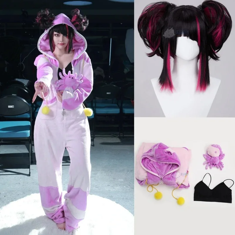 

Костюм для косплея Yiyi Game Street Fighter 6 SF, Han Juri, зимняя розовая цельная пижама для женщин и девочек, Hal