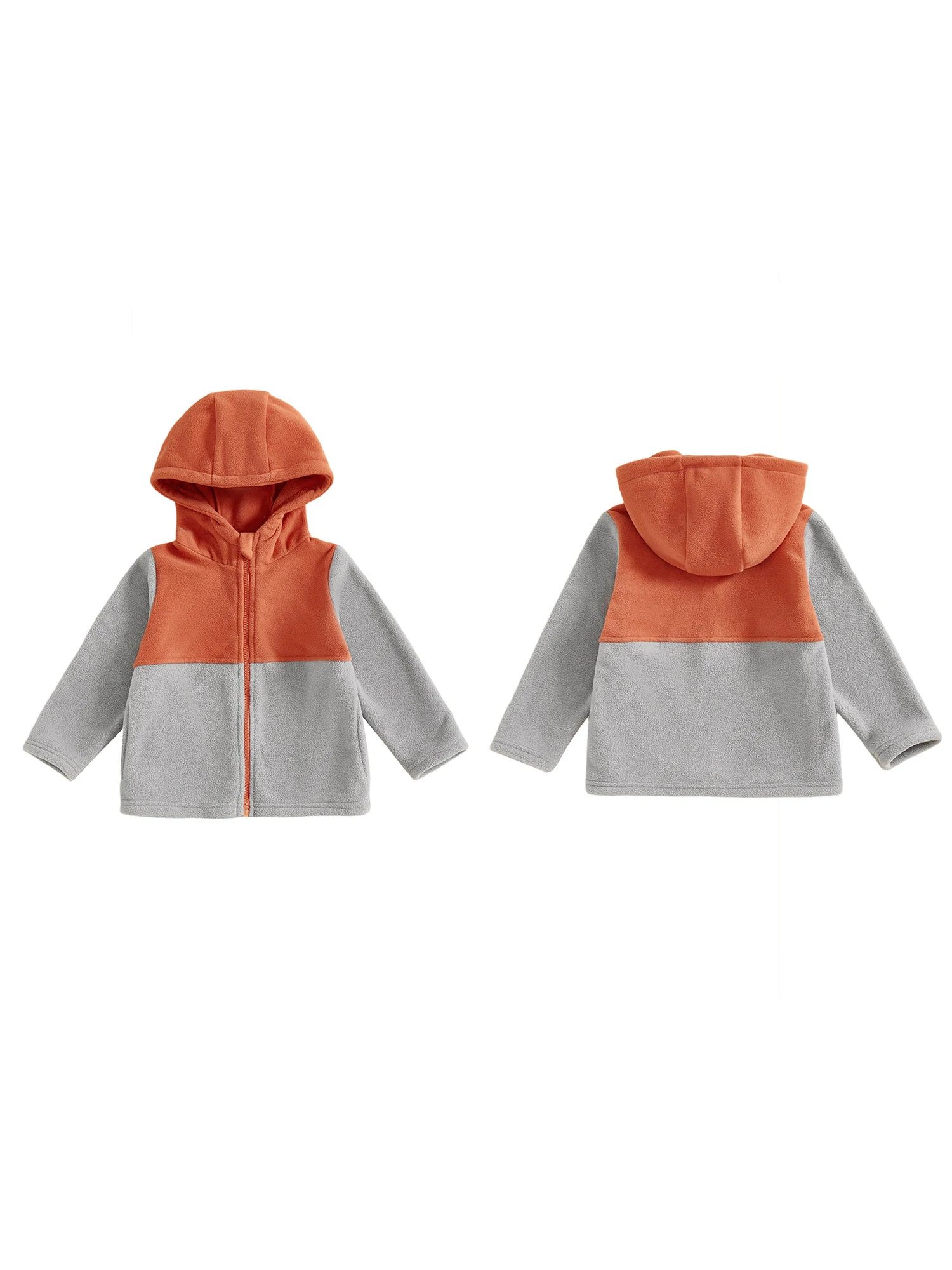 Kids Winter Jacket with Fleece Lining and Detachable Hood Warm Zip Up Coat with Pockets for Boys and Girls
