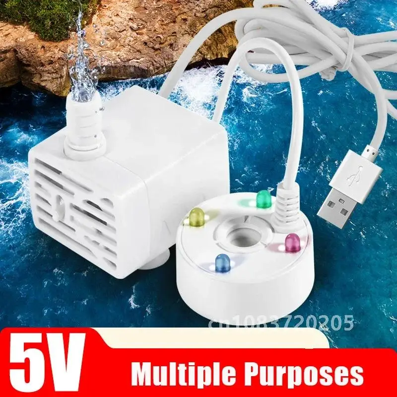 

2-IN-1 USB 5V Water Pump Ultrasonic Atomizer Mist Maker Fogger Fountain for Pond Garden Rockery Fish Tank Landscaping Humidifier