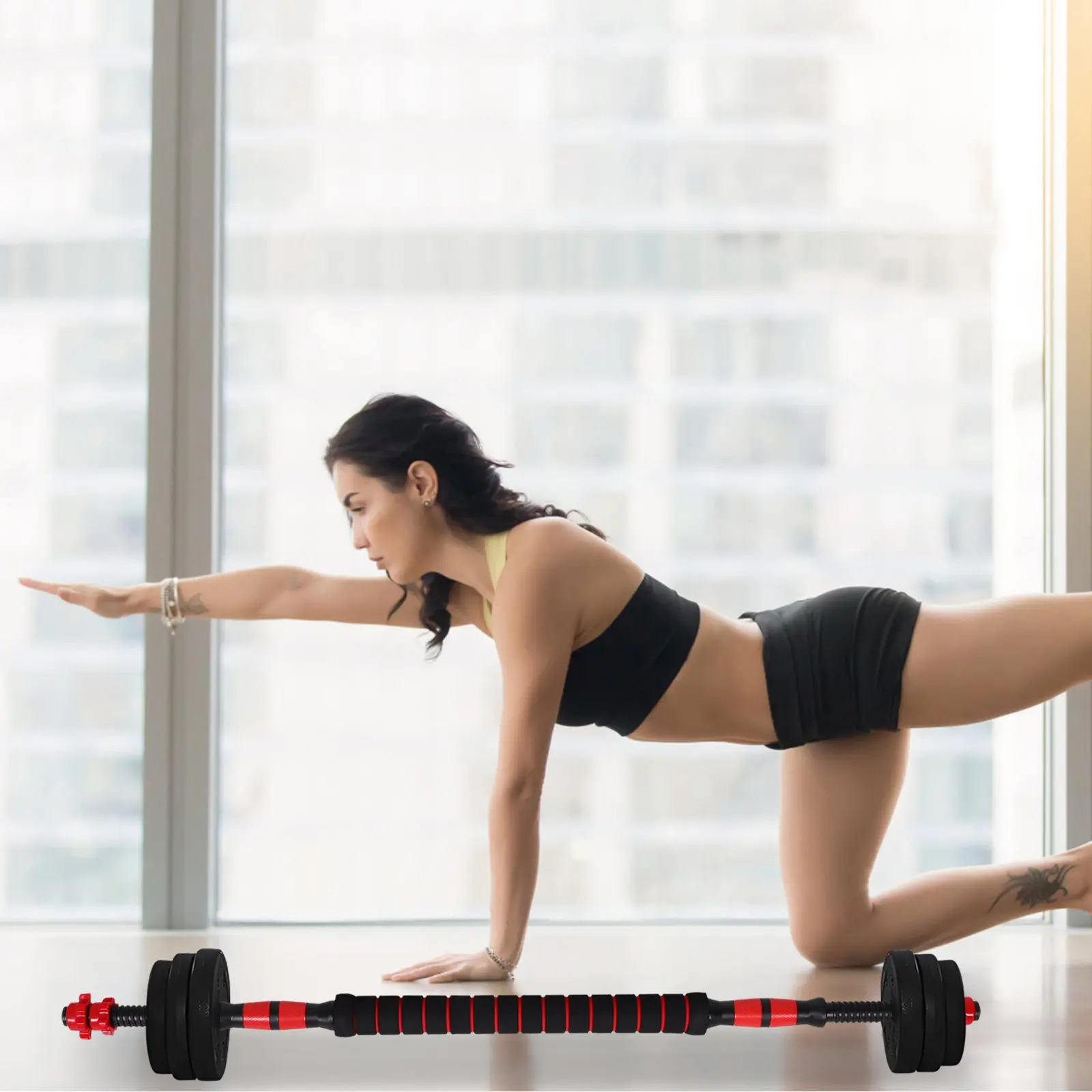 2 pcs Fitness Gym Equipment Halloween Christmas New Year Dumbbell Barbell Converter Bar Dumbbell Bar Grip Barbell Rod Connecting