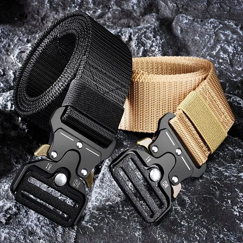 Men\'s Belt Outdoor Hunting Tactical Mens Belt Multifunctional Combat Survival High Quality Canvas Nylon Mens Belt Sport Belt