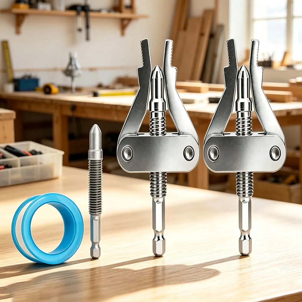 4pcs Broken Pipe Extractor Tool Set Drill Powered Faucet Angle Valve Remover For 1/2 3/4 1 Inch PVC For Mpp Thread Alloy Steel