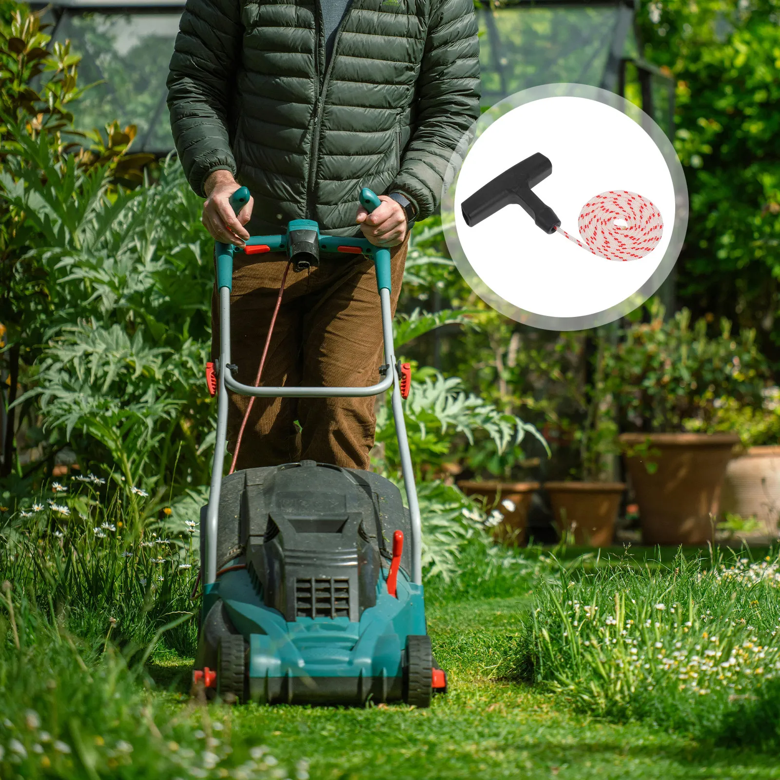 

3Sets Lawn Mower Pull Rope Handle Kit Strong Nylon Starter Cord Universal Fit Generator Pull Cord Replacement Starter Rope