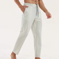 GITF Men's sweatpants lightweight drawstring zipper pocket loose leisure running training fitness pants nylon size S-XXL