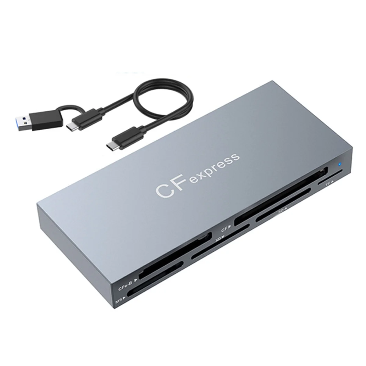 6-In-1 CFexpressB Card Reader, USB 3.2 Card Reader for SD/TF/MS/XD/CF Memory Card Adapter Read 6 Cards Simultaneously