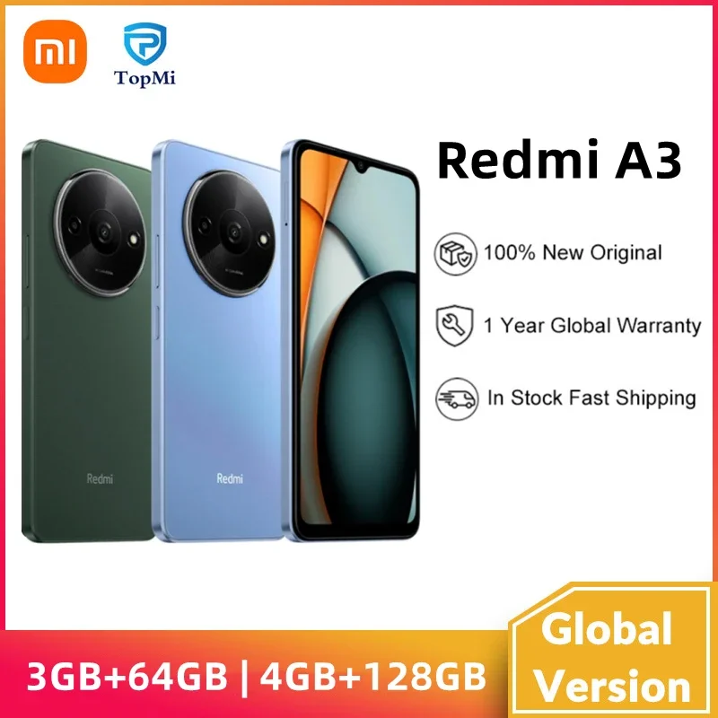 xiaomi redmi a3 versao global mediatek helio g36 671 tela 90hz impressao digital lateral 5000mah 3gb 64gb 4gb 128gb 01