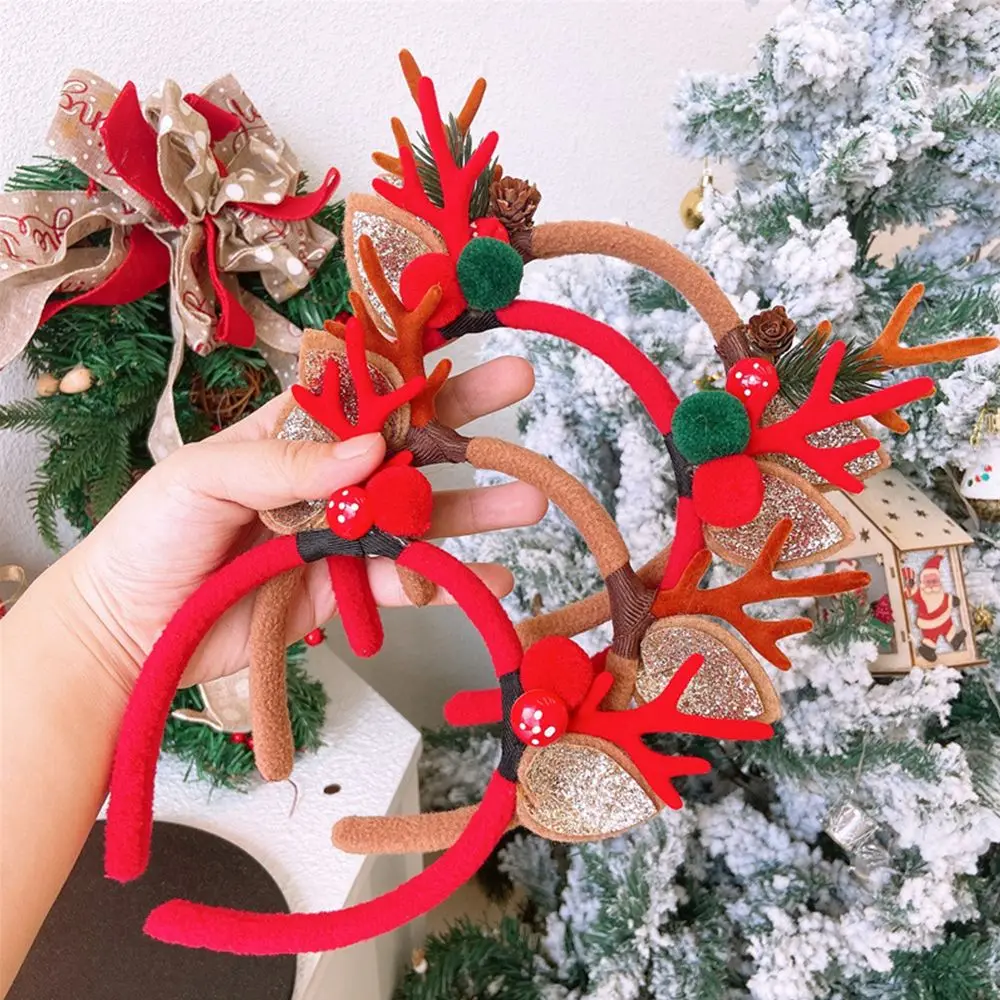 Children Christmas Decorations Party Cosplay Christmas Headbands Hair Accessories Pinecone Headband Antlers Hair Hoop