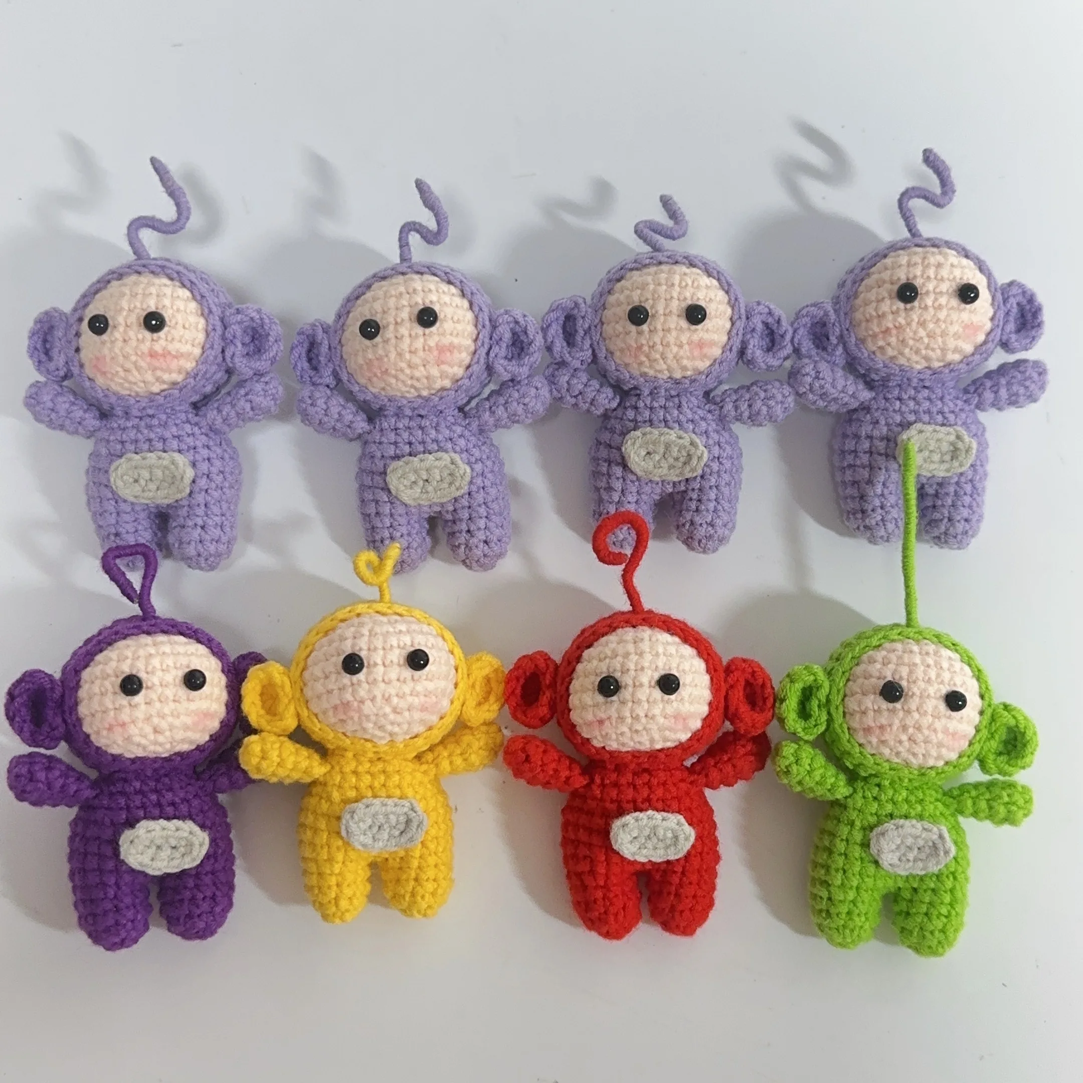 5 colors Cute Handmade  Knitting Chain Car Key Ring Creative Mobile Phone Doll Pendant Bag Pendant Individualization Couple Gift