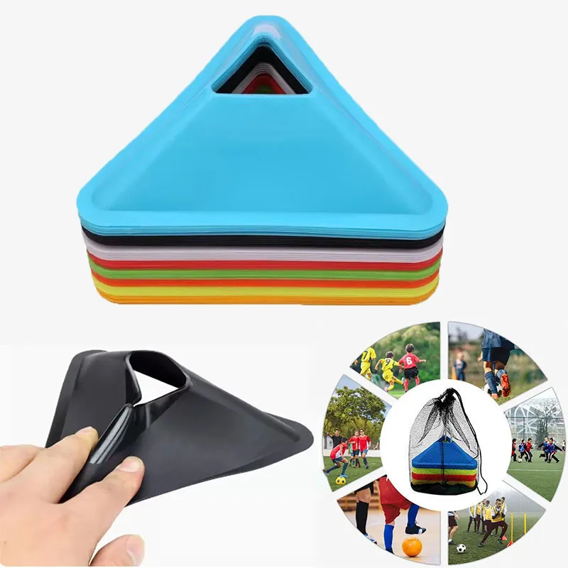 10Pcs Soccer Training Cones Triangle Football Basketball Agility Discs Practice Field Marking Portable Equipment For Kids Adult