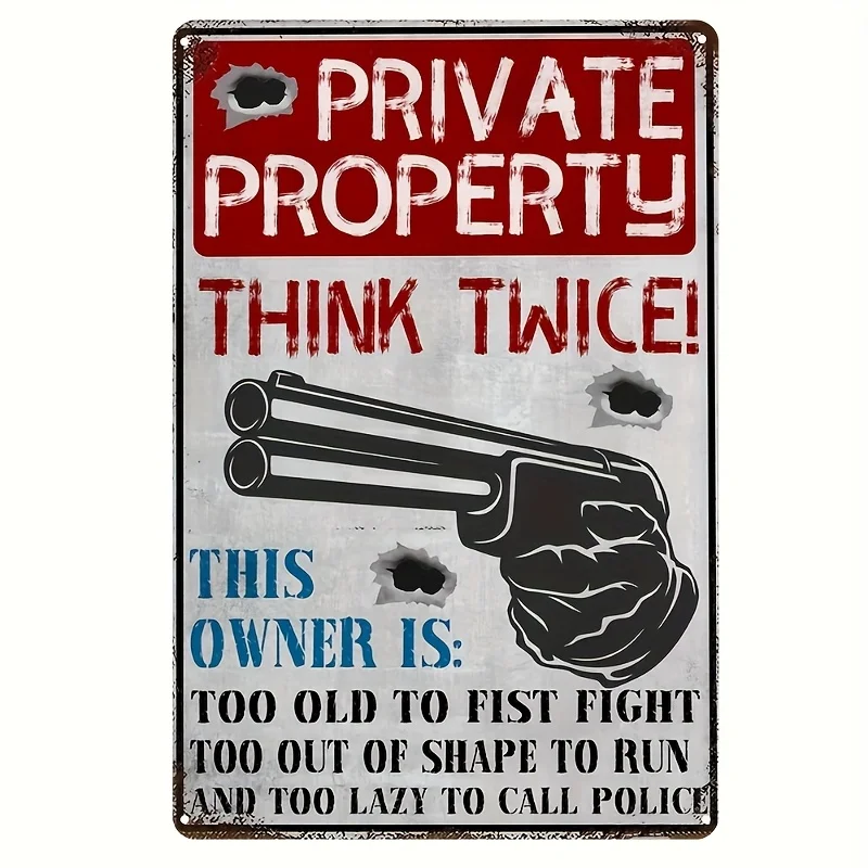  Retro Metal Iron Sign Wall Art - Vintage Humorous Warning Plaque with Distressed Edges, Home Office Bar Decor, Easy Insta