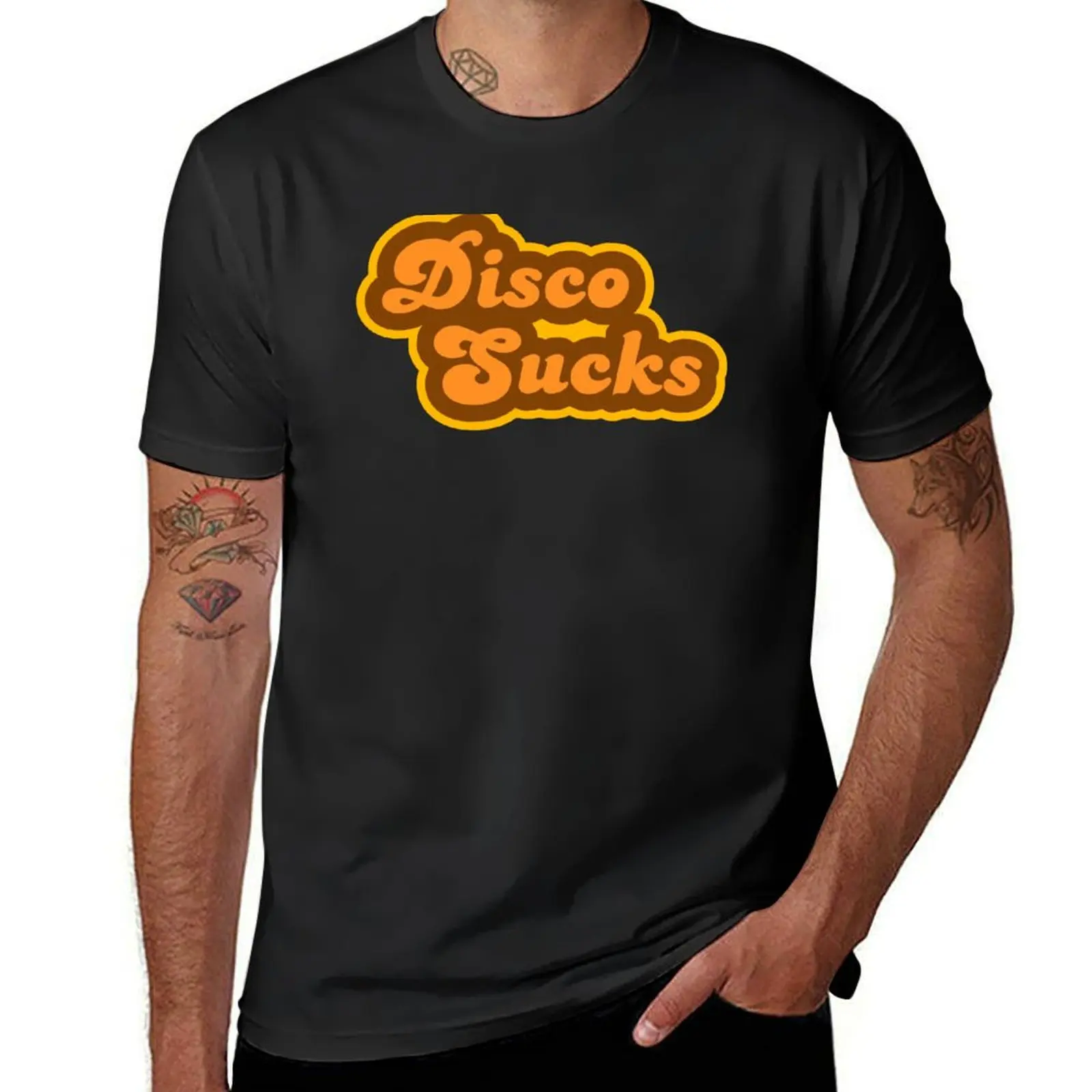 Disco Sucks - Retro 70s - Logo T-Shirt plus sizes customs blacks summer tops mens clothes