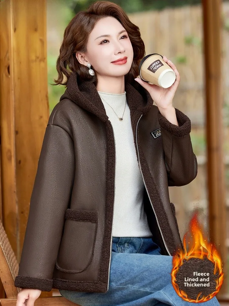 

Женская модная утепленная куртка на флисовой подкладке из овечьего бархата для осени и зимы, женская одежда на весну, лето, осень, зиму