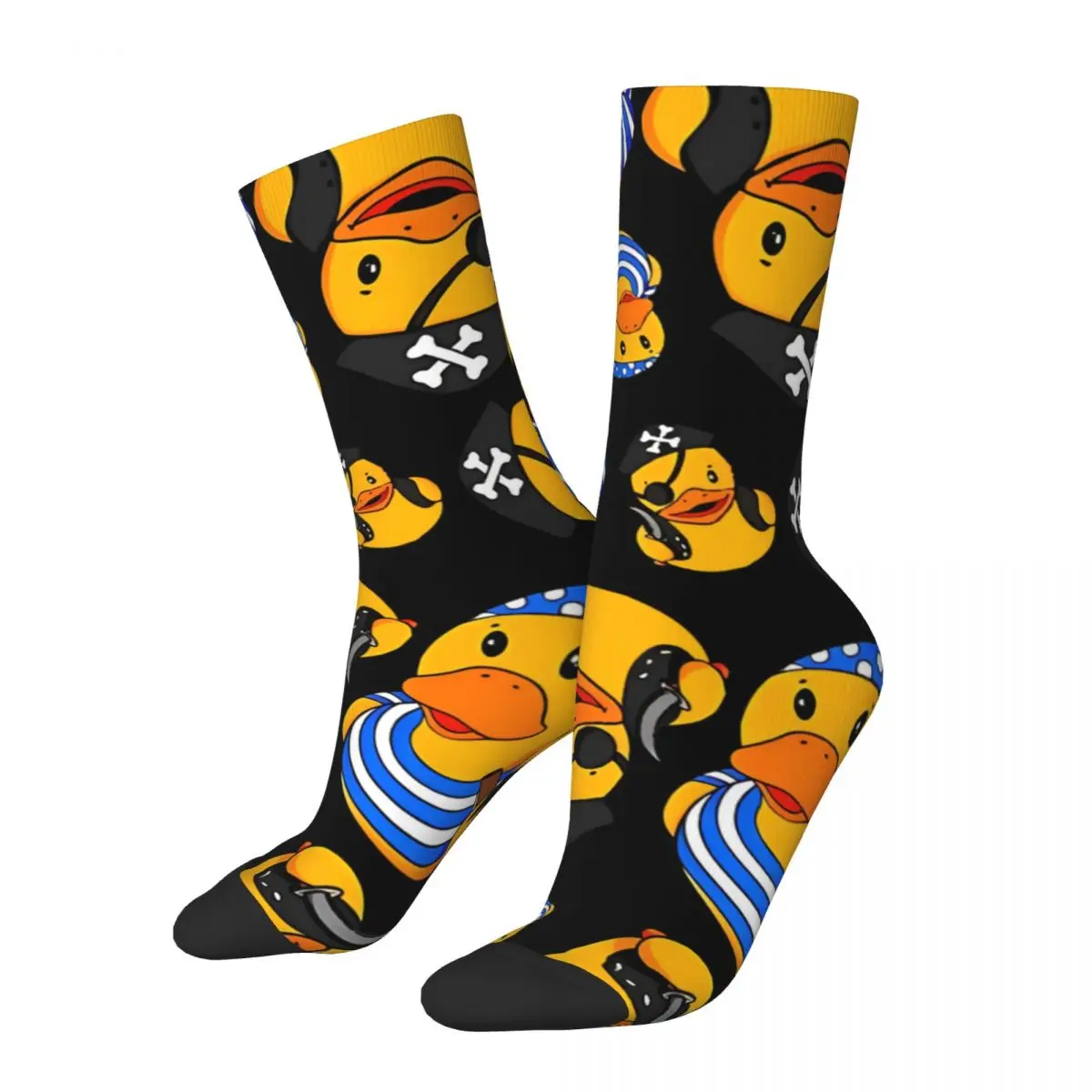 

Happy Men's Socks Pirate Rubber Ducks Retro Rubber Duck Hip Hop Seamless Crew Sock Gift Pattern Printed