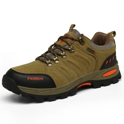 HIKEUP Men's Hiking Shoes Suede Leather Outdoor Shoes Wear-resistant Waterproof Men Trekking Boot Walking Tactical Sneakers