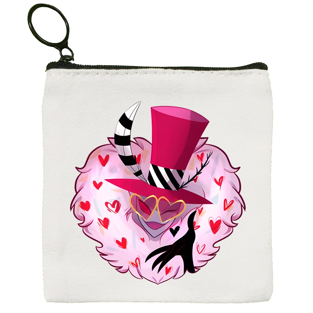 Hazbin Hotels Alastor Small Square Bag Coin Purse Storage Small Card Key Coin Clutch Bag Zipper Key Bag