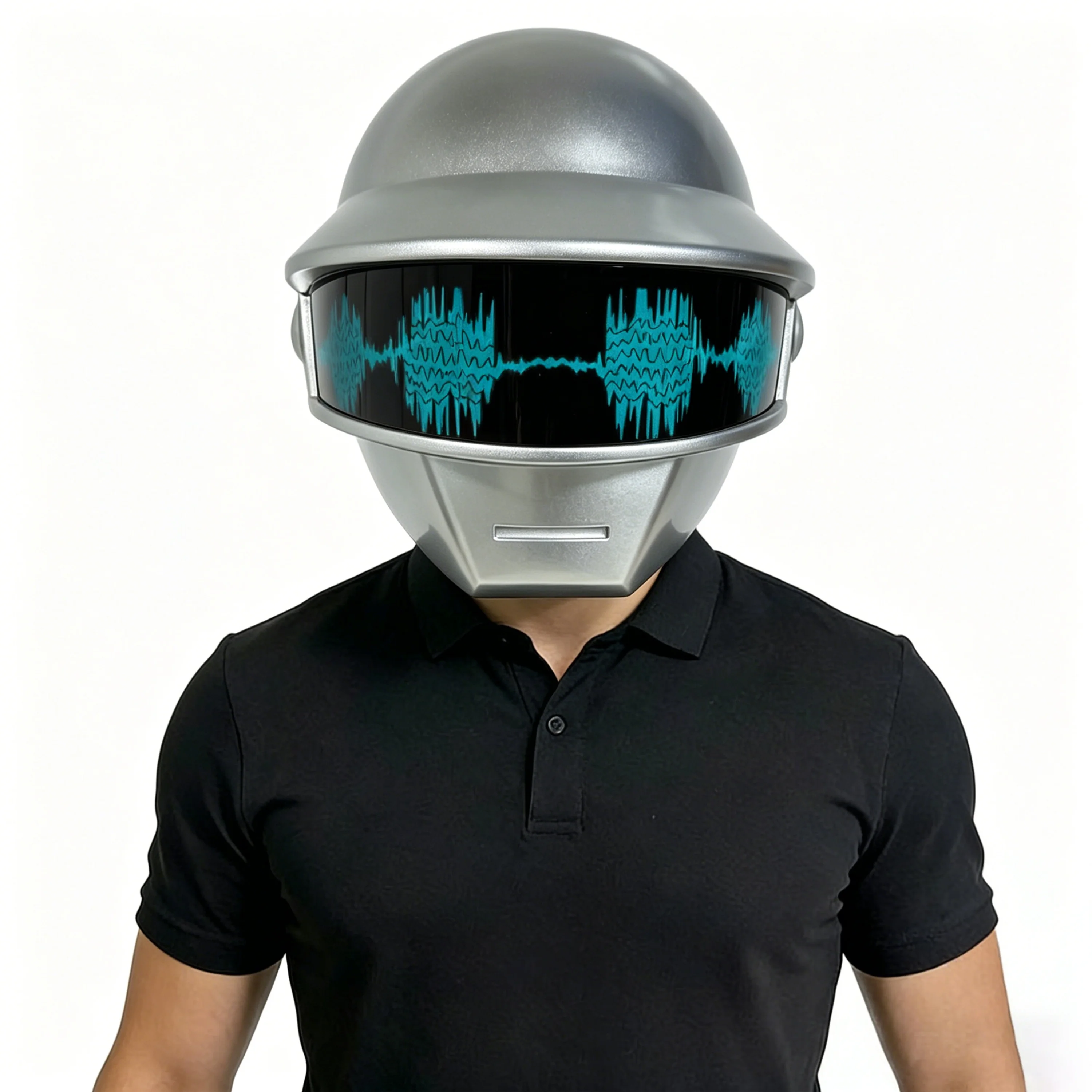 Daft Punk Silver Full Face Helmet With LED Glowing Lens Adult Wearable Cosplay Mask Costume Prop For Music Festival Halloween Party Gift