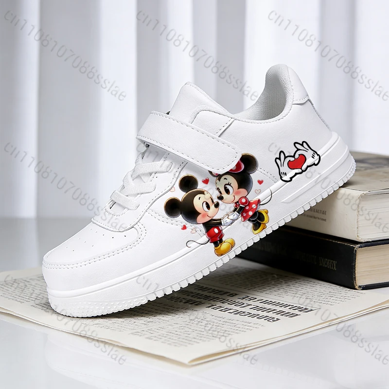 

Детские и женские повседневные туфли с Микки и Минни Маусами для пар, удобные, дышащие, на шнуровке, с мягкой подошвой