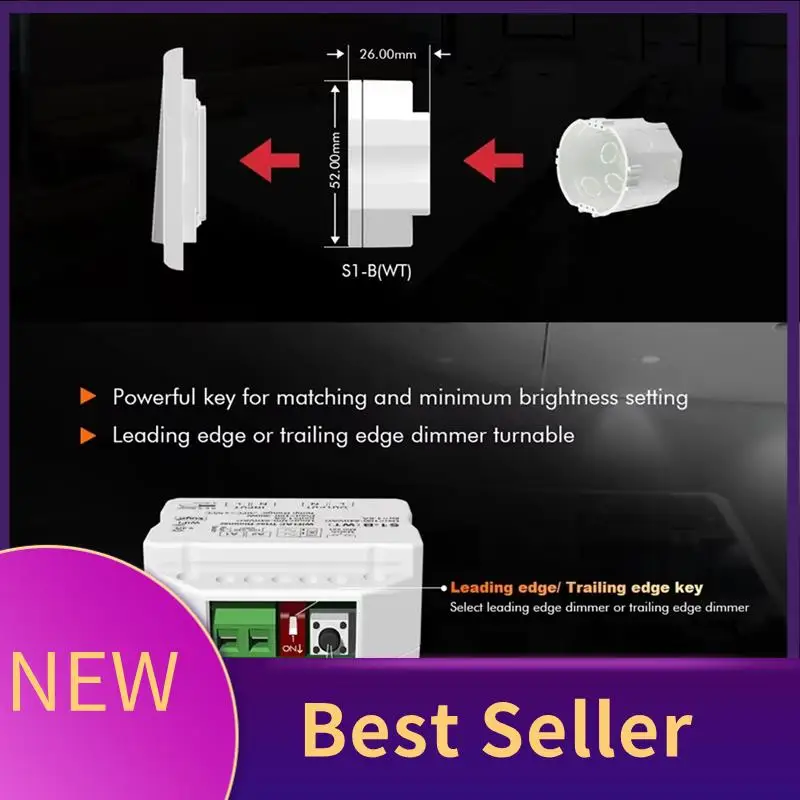 

M07K-S1-B Tuya Zigbee RF AC Triac Dimmer LED Controller Push Switch Control 110V 220V 230V Smart Life APP For Alexa Assistant