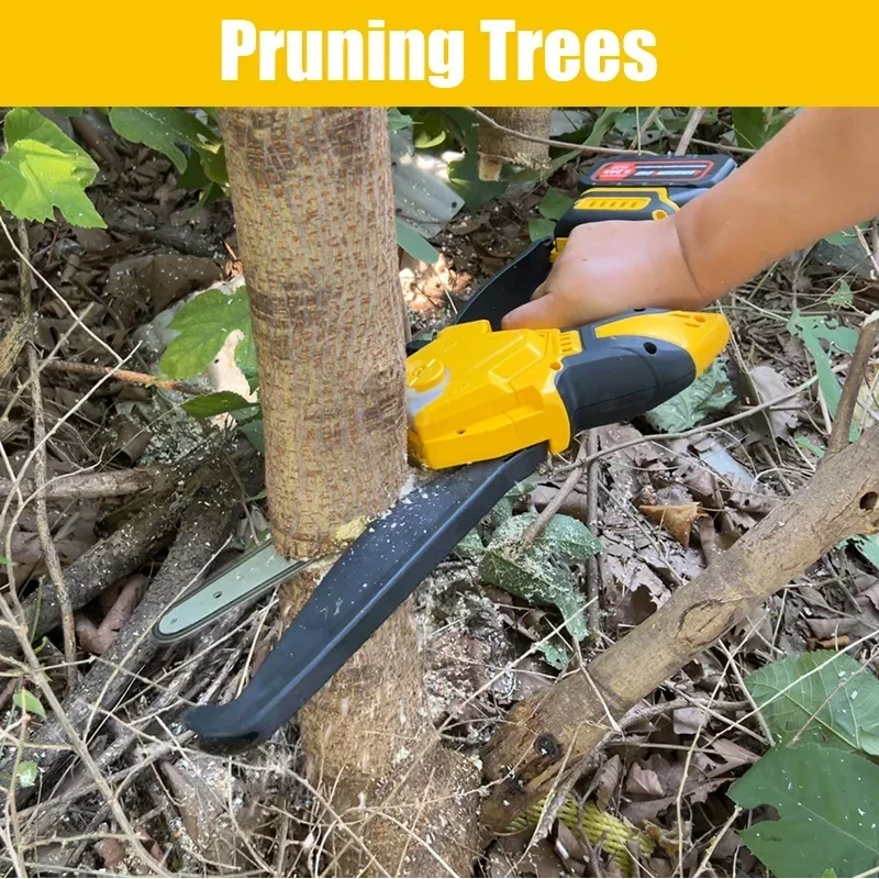 ใหม่แบบพกพา One-Hand Operated ไม้เลื่อยชาร์จกลางแจ้ง Mini Cordless Electric Chainsaw