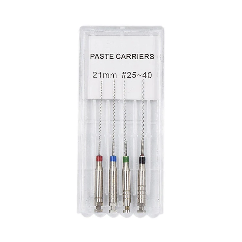 4pcs/Box JUMTOP 21/25mm 25#-40# Dental Rotary Paste Carriers Spiral Filler Lentulo Assorted Engine Filling Paste Dentistry Tool