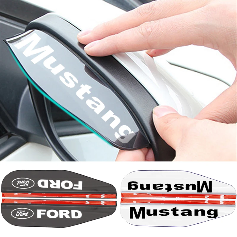 

2PCS PVC Car Side Rear View Mirror Rain Eyebrow Visor Rain Shield Shade Cover for Ford Mustang Miniatura Gt Shelby Zapatillas