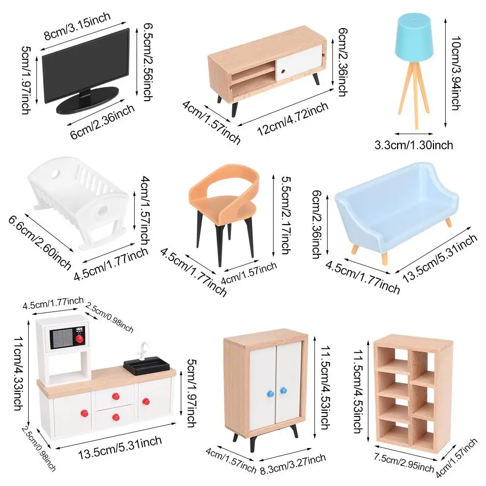 1:12 Scale ตุ๊กตาอุปกรณ์เสริมภูมิทัศน์ Micro Dollhouse Miniature เฟอร์นิเจอร์มินิตกแต่งตู้ทีวีเตียงโซฟาตู้เสื้อผ้าของเล่นเด็ก