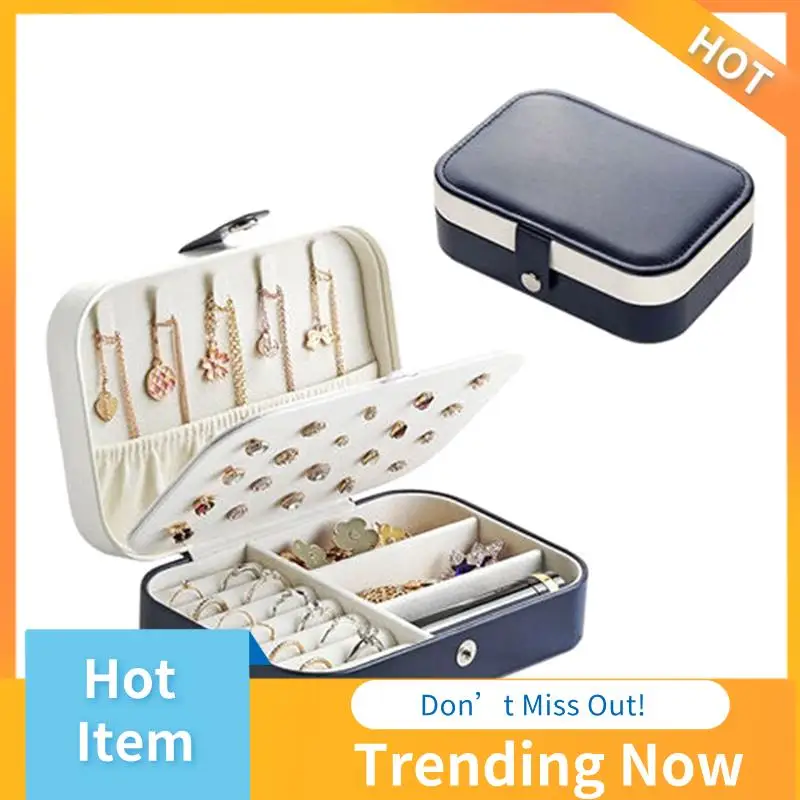 ABNL Travel Jewelry Case PU Leather Jewelry Boxes Bridesmaid Gift Box Double Layer Jewelry Organizer Display Holder A Easy To Us