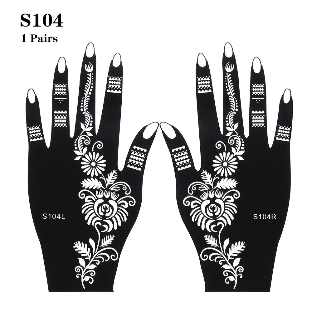 2 Pcs New Wedding Tool Beauty DIY Body Art   Stencils Temporary Hand Decal Henna Template Sticker
