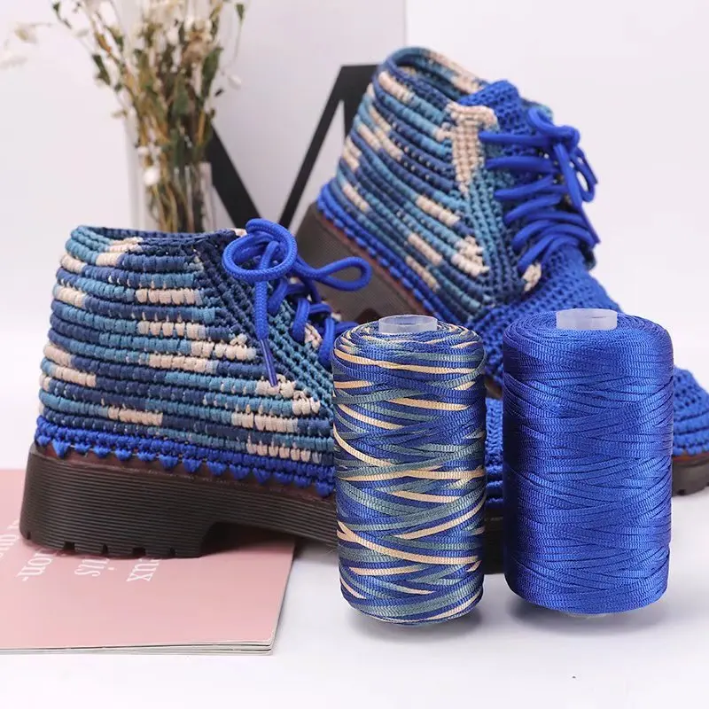 Flat belt line ice silk ice hemp bright silk hollow light body line summer sun hat hand woven DIY hook bag slippers seat cushion