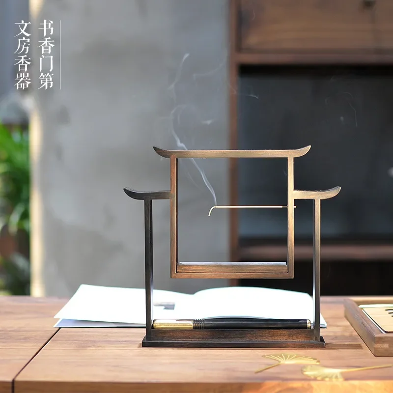 Weishi Sandalwood Incense Burner Backflow Creative Ornament for Study Room Elegant Home Decor Gift for Elders and Leaders