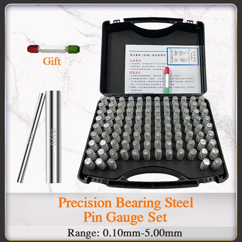 Range 0.10-5.0mm,51/99/101pcs,Step 0.01/0.05mm,Precision Steel Pin Gauge Set,Plug Gage for Carpentry and Inspection,Customizable