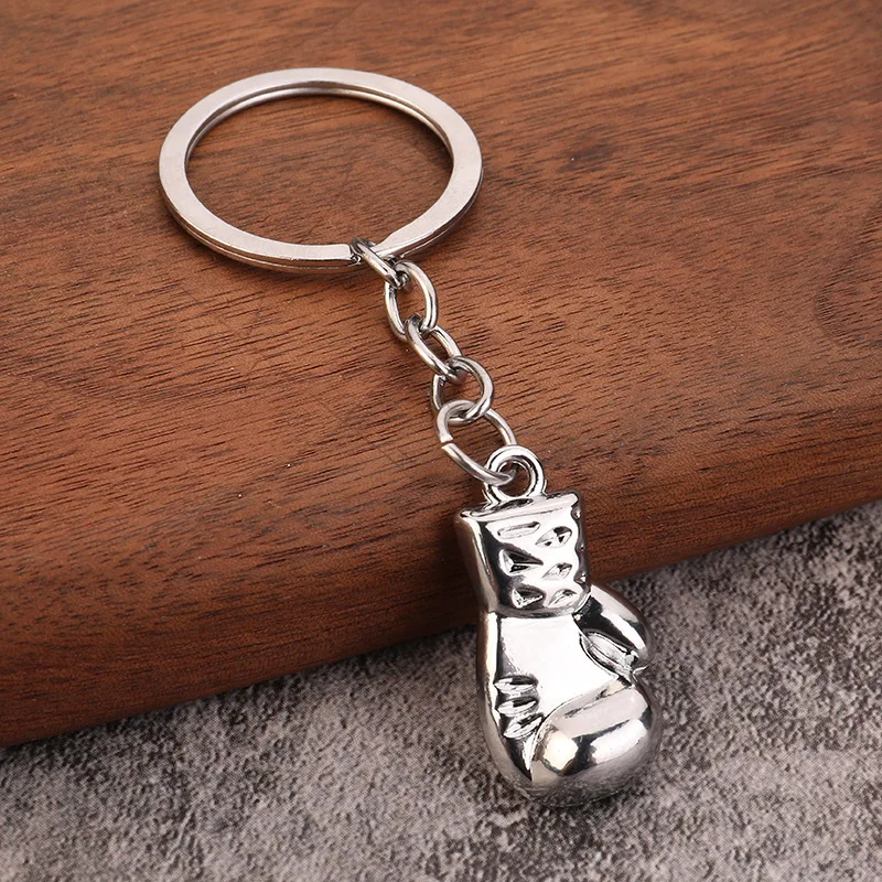 1pc Mini Creative 3D Metal Boxing Gloves Keychain Cute Gym Keyring  Pendant Shock Key Holder Car Key Ring for Boy Men Gift