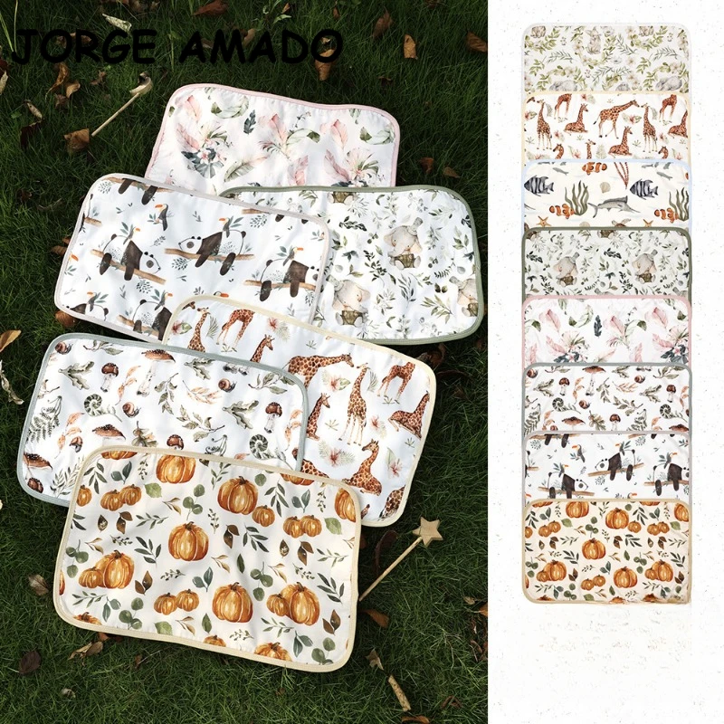 

Eight Layer Bamboo Cotton Baby Gauze Pillowcase Children's Cartoon Print Pillowcase Newborn Cloud Cushion Low Pillow B110