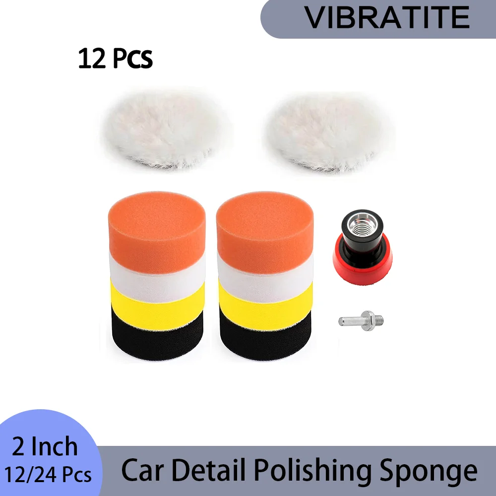 Car Detail Polishing Set 2 Inch 12/14 Pcs with Polishing Sponge Wool Pad Sanding Plate for Removing the Scratches on the Car