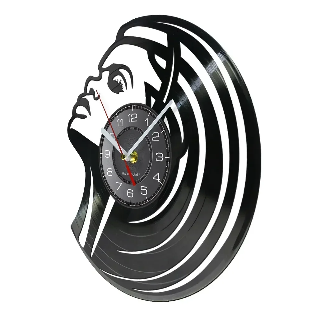 Music Headphone Woman Vinyl Record Wall Clock Musical Girl Listening To Music Decorative Home Decor Music Lovers Gift Watch