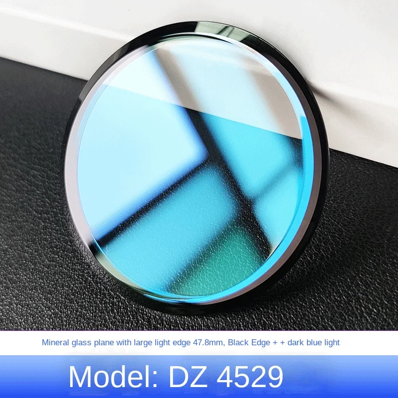 47.8mm Flat large chambered mineral glass for Diesel DZ-4520 4530 DZ4519 4529 DZ-4522 mirror Blue/Red light black edge gold edge