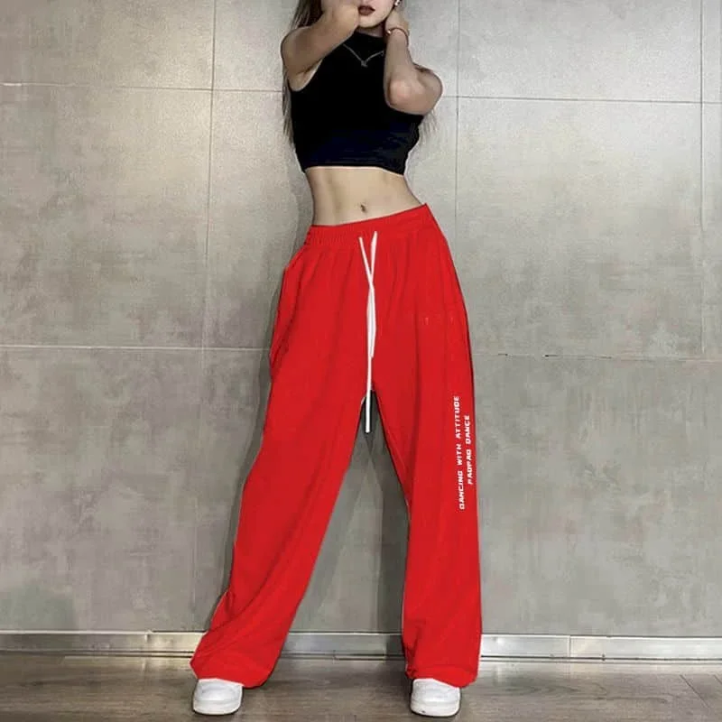 

Pop Jazz Women's Pants Korean Fashion Casual Leggings Y2k Pants Vintage Sweatpants Loose Pants Women Clothing Lace-up Baggy Pant