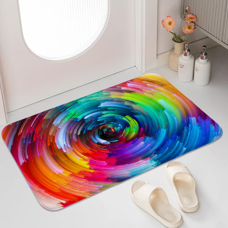 3D Vortex Illusion Geometric Optical Bathroom Mat Entrance Door Doormat Custom Sleeping Room Rugs Living Room Floor Carpet