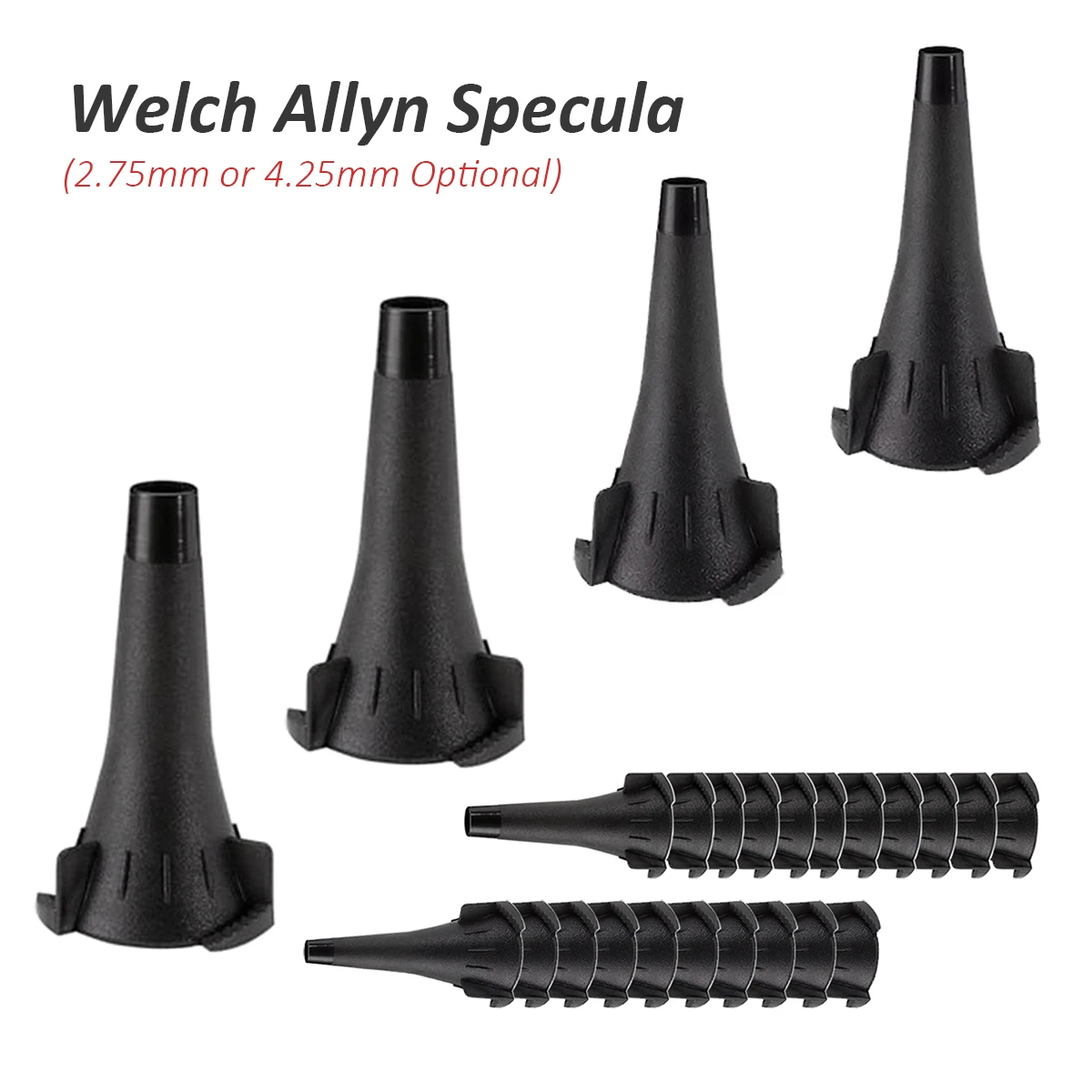 10PC 2.75mm/4.25mm Reusable Otoscope Specula Funnel Replacement Accessory Speculum Tips Cone Part Compatible with Welch Allyn D3